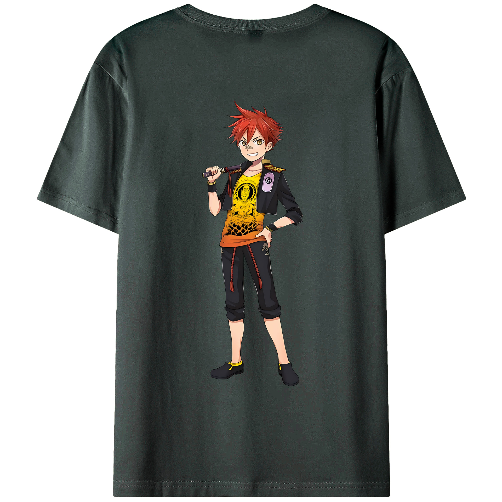 （画像用） 刀剣乱舞 Touken Ranbu 綿100％ メンズ半袖Tシャツ（バックプリント） 通気性